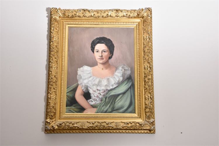 Late 19th Portrait of a Lady In Elaborate Giltwood Frame