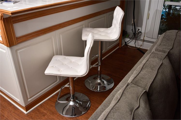 Pair Of Contemporary White Bar Stools