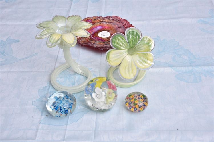 Group Lot Of Art Glass Objects