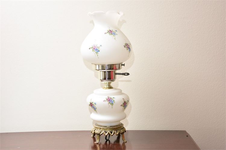 Antique Glass Floral Pattern Globe Lamp