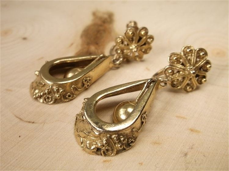 Antique Gold Over Sterling Earrings
