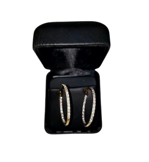 Diamond Double-Sided 14K Gold Hoop Earrings