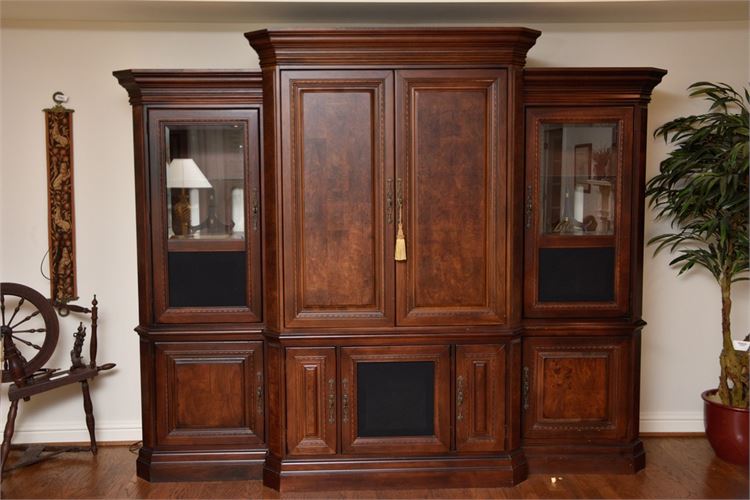 Large Georgian Style Mahogany Entertainment Center / Bookcase