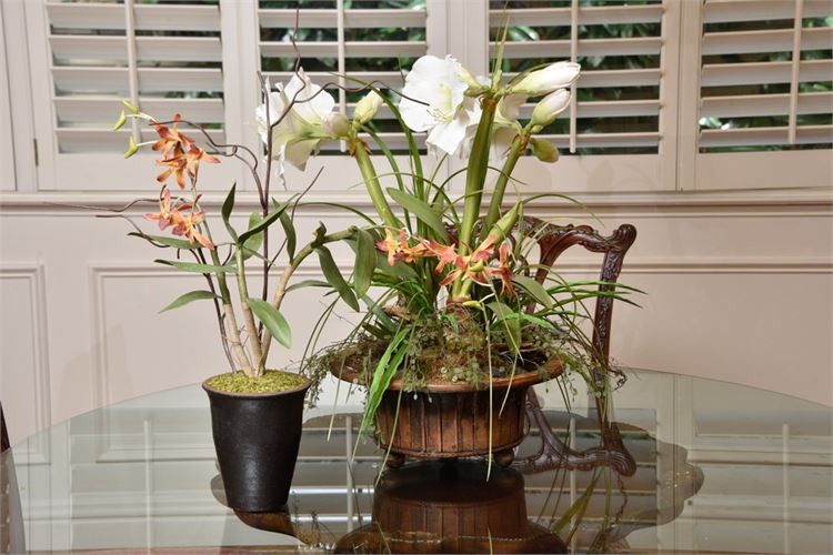 Two (2) Planters with Artificial Flowers
