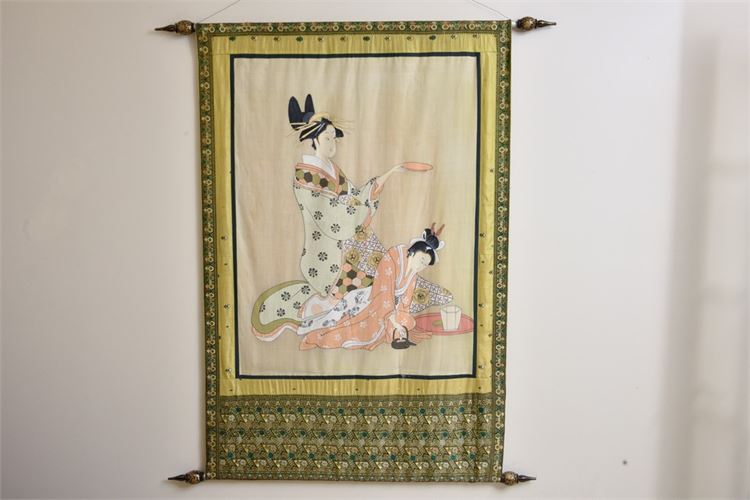 Japanese Silk Hanging "Two Geishas'