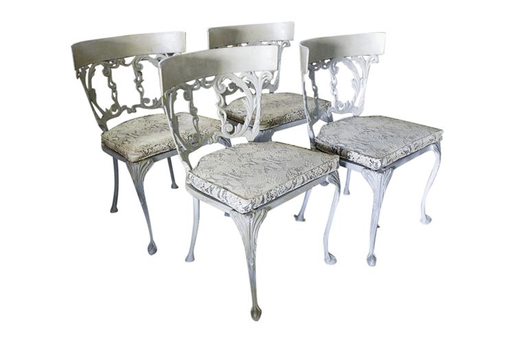 Set of Four (4)  Klismos Metal Garden Chairs