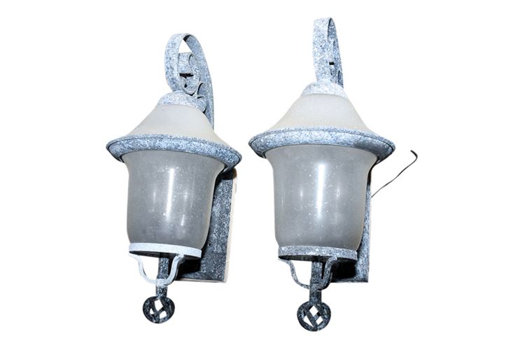 Pair Decorative Metal Outdoor Lanterns