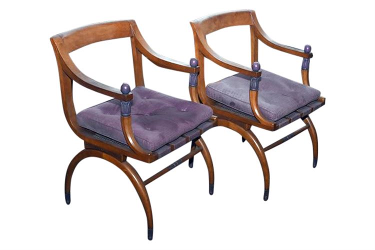 Pair Mid Century Neoclassical Style Curule Chairs