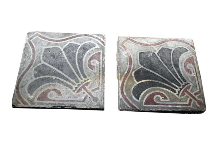 Two (2) Arts & Crafts Encaustic Tiles