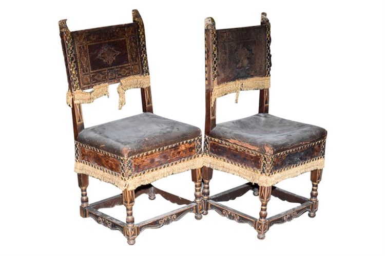 Pair Continental Baroque Style Side Chairs