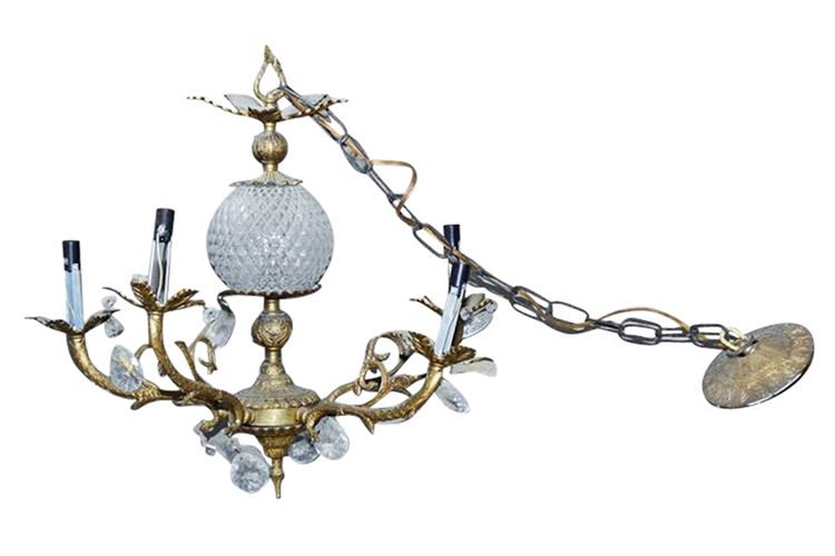 French Style Brass and Crystal Chandelier