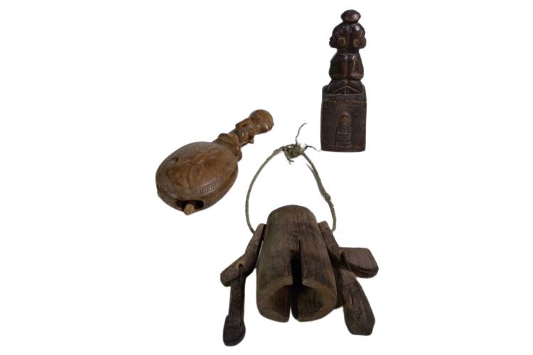 Three (3) African Wooden Bells