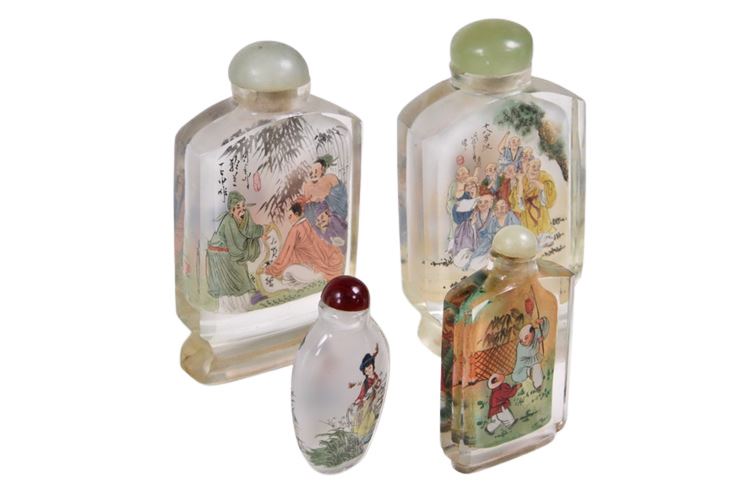 Four (4) Chinese Reverse Glass Snuff Bottles