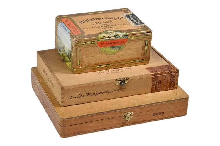 Group of Three (3) Vintage Cigar Boxes