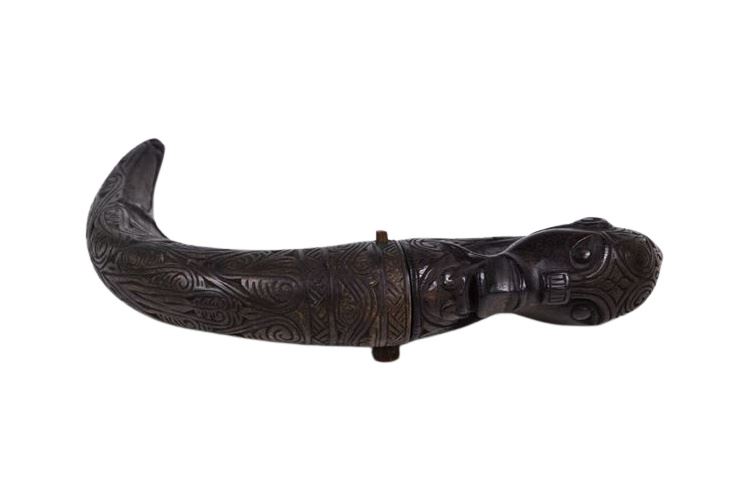 Antique Borneo Carved Horn Medicine Horn