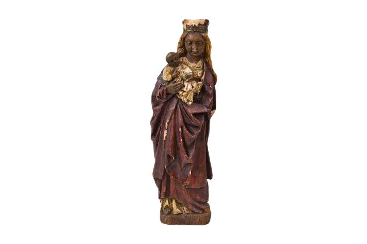 Carved & Polychrome Figure of the Virgin with Christ Child