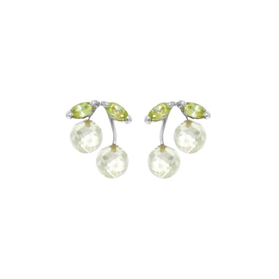 2.9 ctw White Topaz & Peridot Earrings 14K WG Earrings