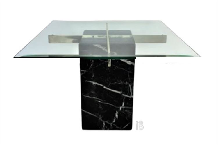 Italian Black Marble ARTEDI Glass Table, c. 1970s