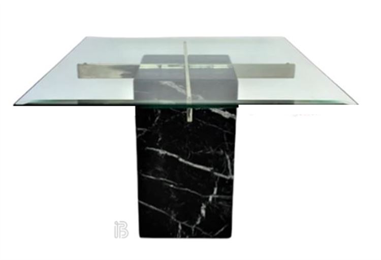 Italian Black Marble ARTEDI Glass Table, c. 1970s
