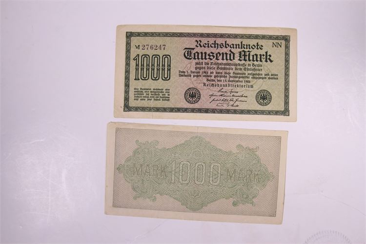 Group Two 1922  German Reichsbank 1000  Mark Notes