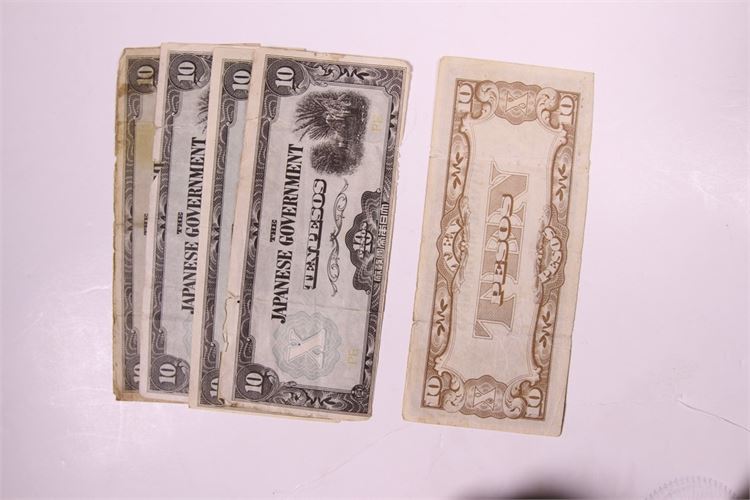 Group 1940's Japanese Philippines 10 Peso Notes