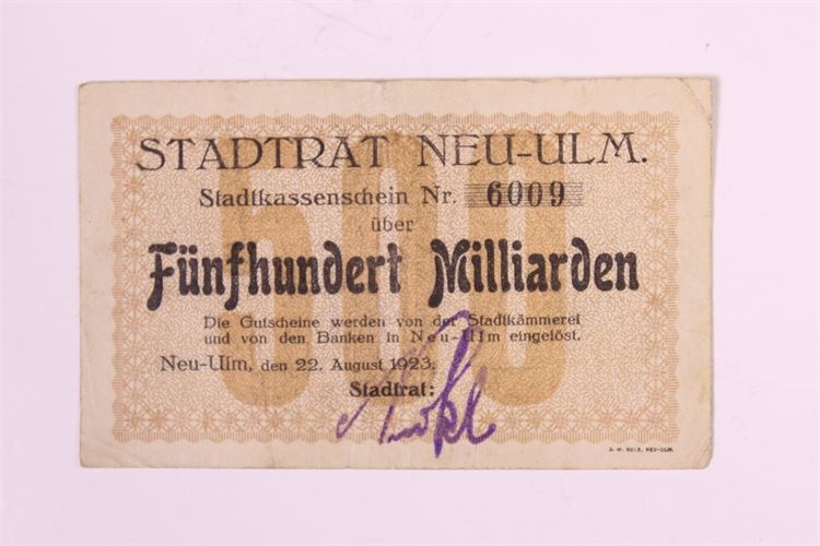 1923  German Reichsbank 500 Million Mark Note