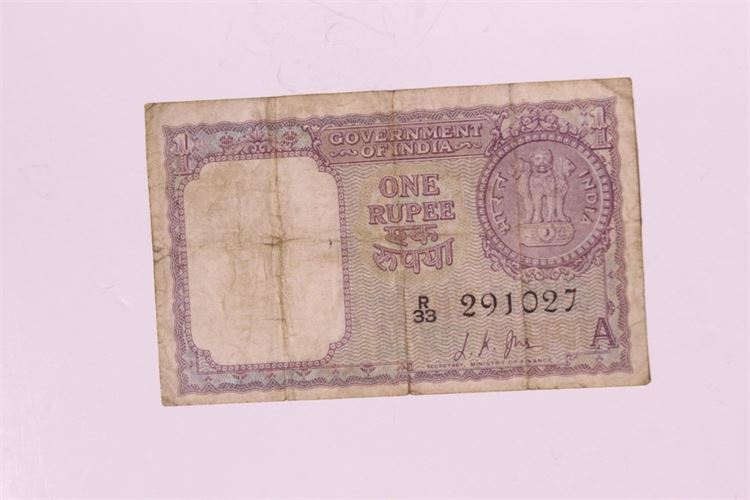1963 India One Rupee Note
