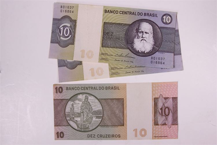 Group of 3 Brazil 10 Cruzado Notes