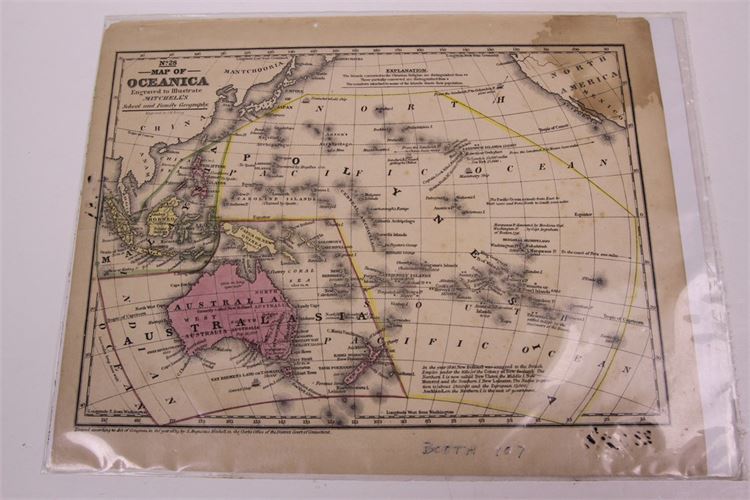 1842 Map Oceanica by Mitchell