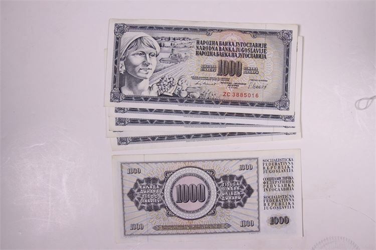 Group of 7 Yugoslavia 1000 Dinar Notes