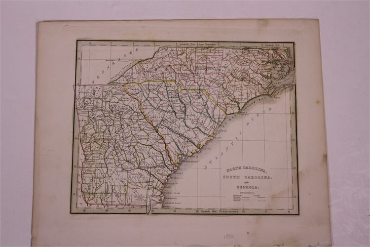 1842 Railroad Map of Carolinas & Georgia