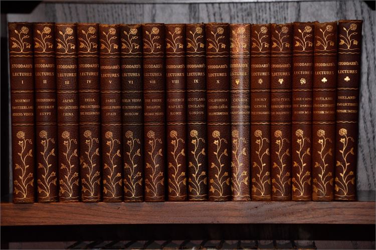 STODDARD'S LECTURES -  Set of Leather Bound Travel Volumes