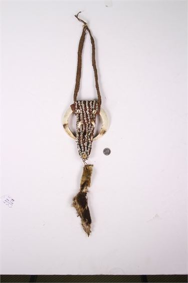 Oceanic Sepik River Necklace with Cowrie Shell and Boar's Tusks
