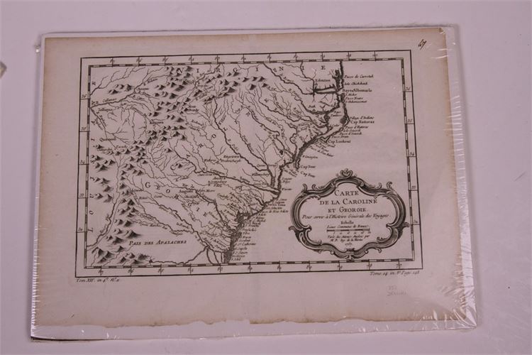 1757  Map of Carolinas & Georgia by Bellin