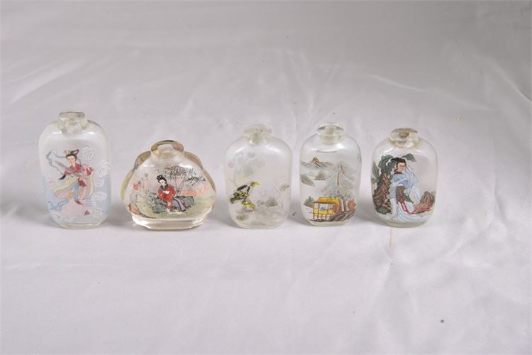 Group Five Antique Chinese Glass Snuff Bottles
