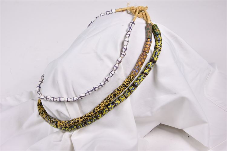Three 19th c Millefiori Glass Bead Necklaces