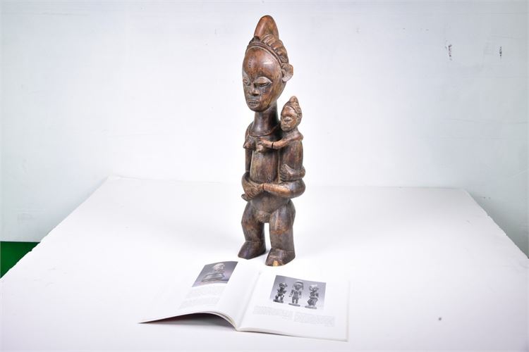 African Baule Tribe Carved Figure  of  Mother & Child