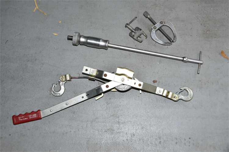 Group Lot of Gear Puller, Slide Hammer and Come Along
