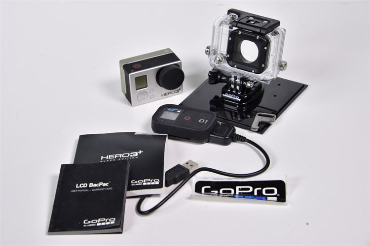 Go Pro Hero 3+ w/lens protector and case, plus LCD back adapter