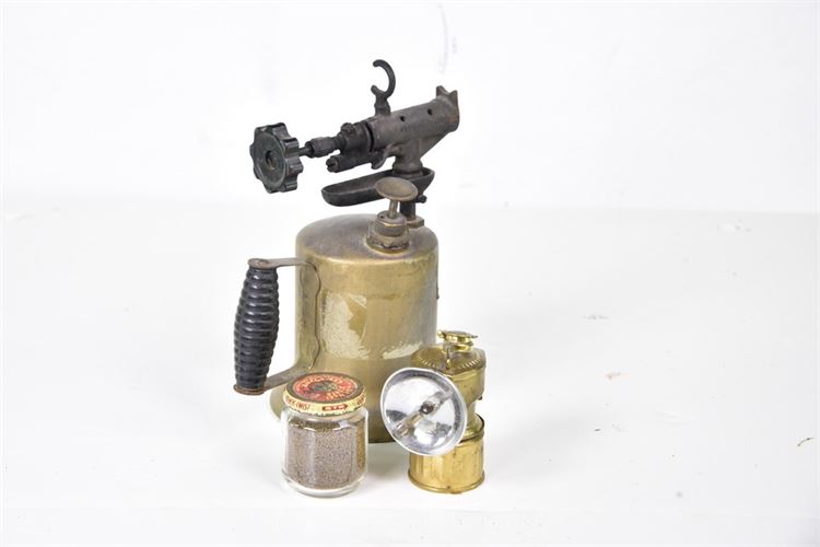 Vintage Gasoline Blowtorch and Miner's Carbide Lamp
