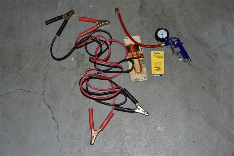 Jumper Cables, Battery Tester & Tire Gauge