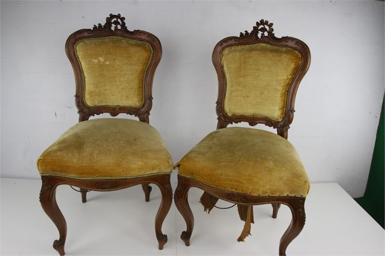 Pr German Baroque Chairs,  circa late 1700's or early 1800's 16"  x 18" x 36"