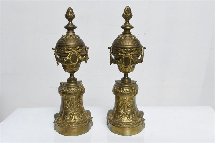 Pair Neoclassical Style Brass Urns