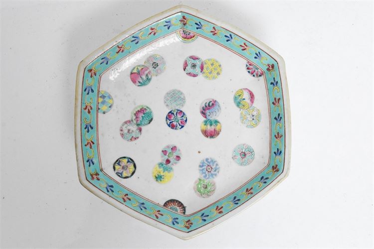 Antique Chinese Hexagonal Porcelain Dish