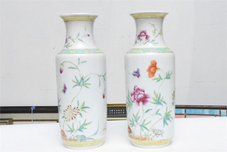 Pair of Chinese Porcelain Rouleau Vases