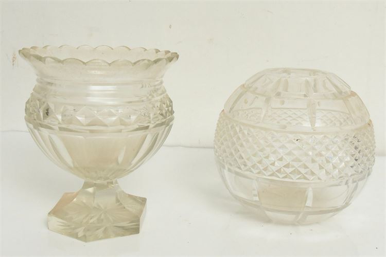 Group Lot of 2 Antique Cut Glass Articles