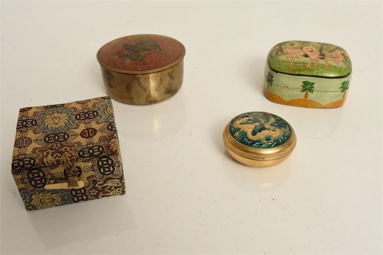 Chinese Enamel Box with Dragon Motif etc