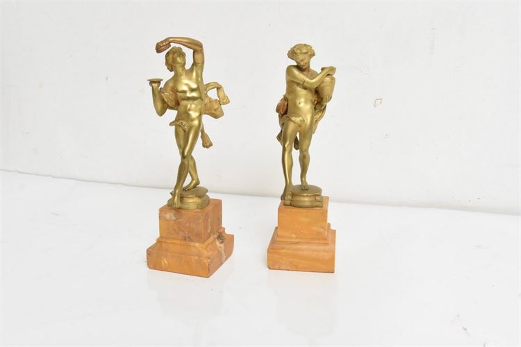 Pair Decorative Gilt Metal Figures
