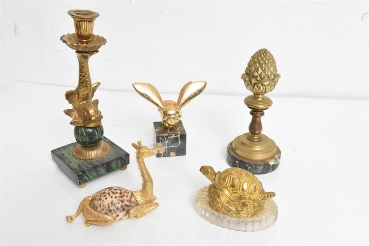 Group Zoomorphic or Animal Form Gilt Metal Objects