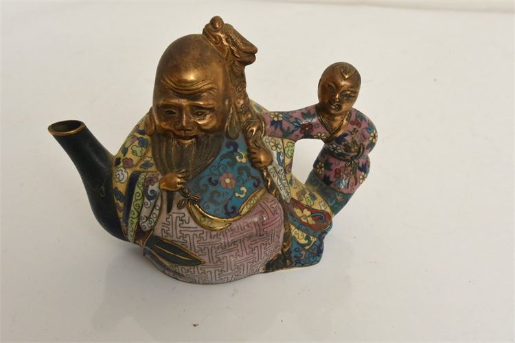 Chinese Cloisonne Figural Teapot